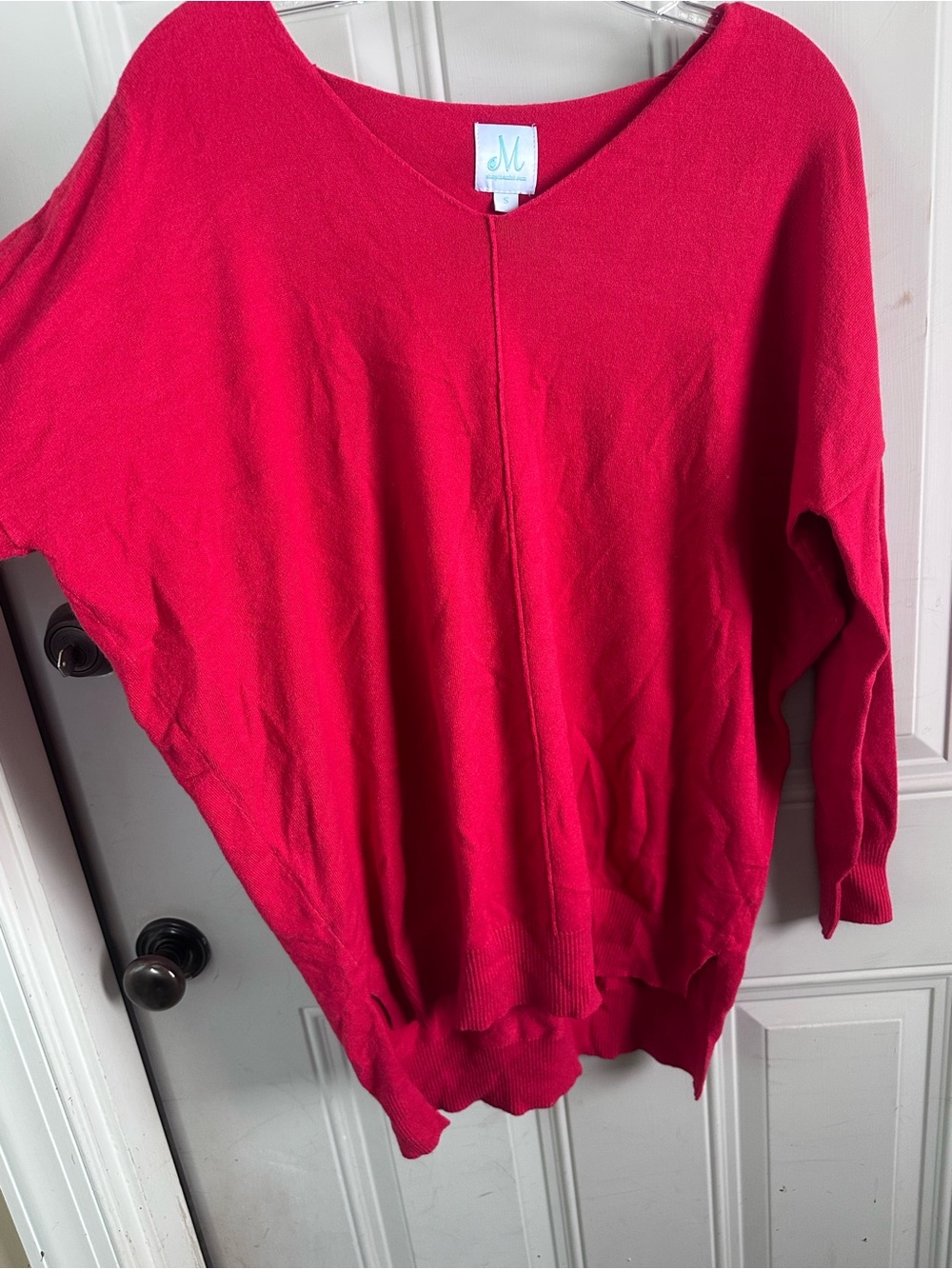Mossimo Red V-Neck Tunic Sweater